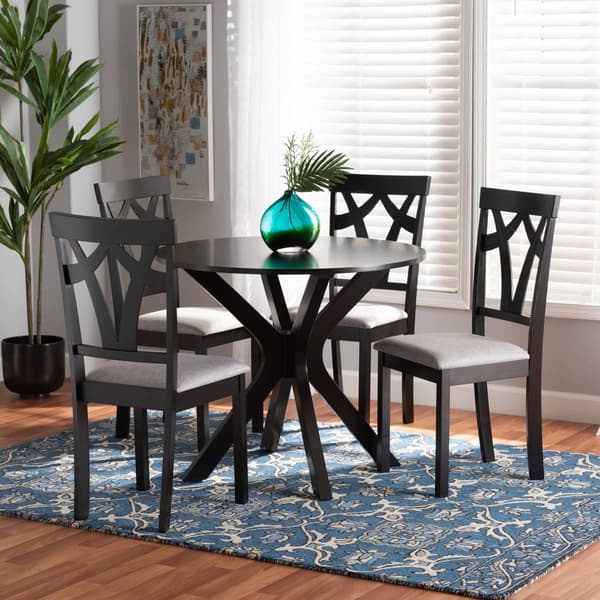 Baxton Studio Luise Modern Dark Brown Wood 5pc. Dining Set