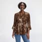 Womens Notations 3/4 Sleeve Abstract Jacquard Henley Blouse - image 1
