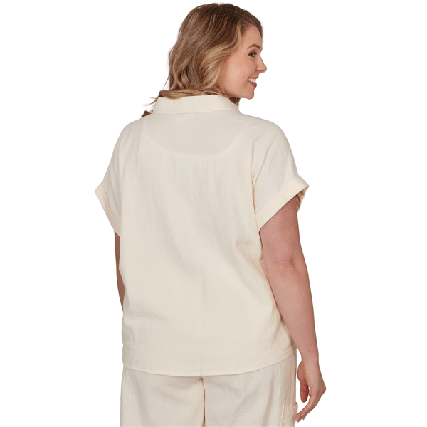 Plus Size Ruby Rd. Renaissance Romance Short Sleeve Eyelet Blouse