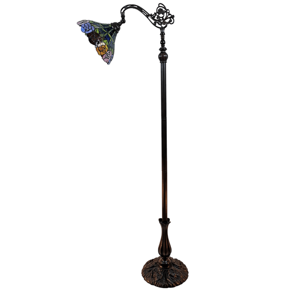 HomeRoots 62 Brown Torchiere Floor Lamp With Blue and Yellow Fl