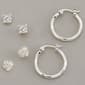 Design Collection Silver Plated CZ Hoop & Knot Trio Earrings - image 1