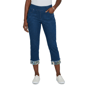 Petite Alfred Dunner Indigo Girls Floral Hem Pull On Jeans - image 1