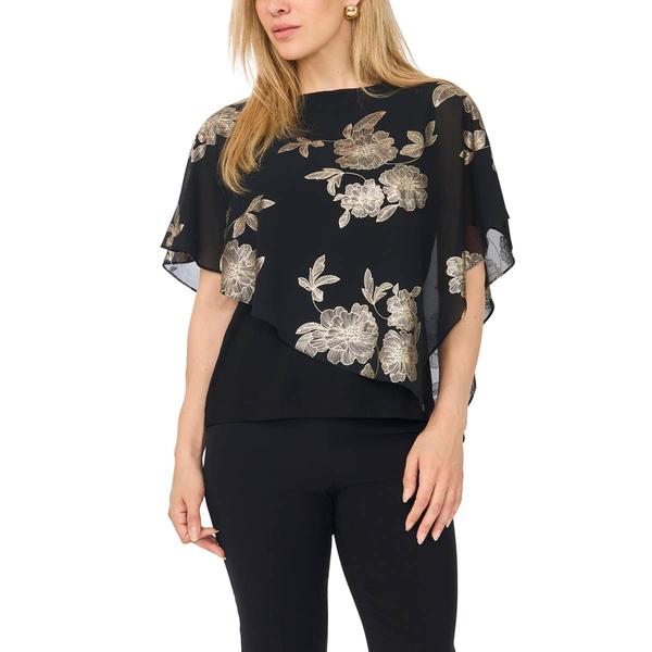 Petites MSK Foil Print Asymmetric Poncho Top