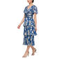 Womens SLNY Short Sleeve Foil Print Ruched Waist Tier Midi Dress - image 1