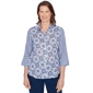Petite Alfred Dunner Mykonos Geometric Button Front Blouse - image 1