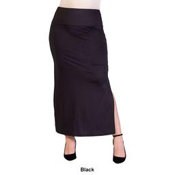 Plus Size 24/7 Comfort Apparel Versatile Side Slit Maxi Skirt