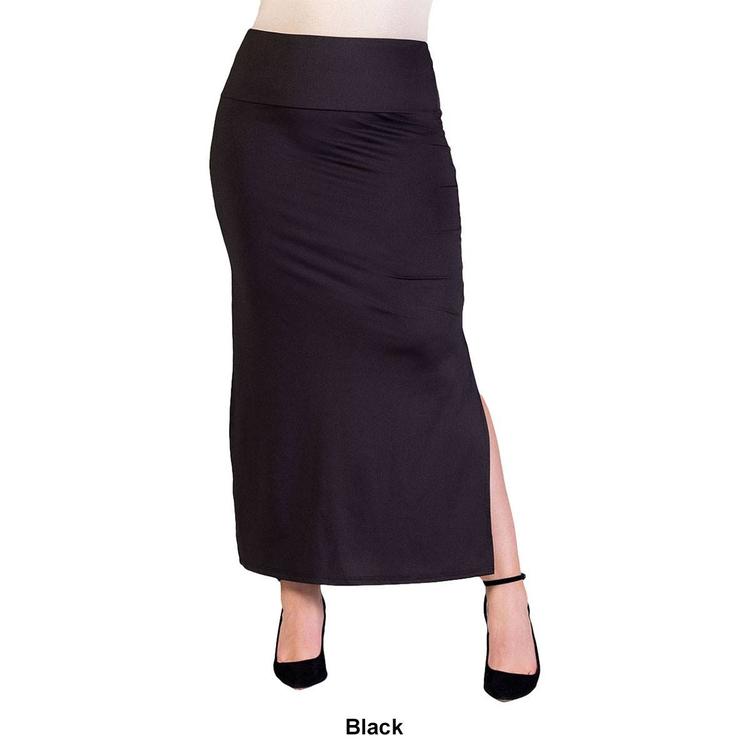 Plus Size 24/7 Comfort Apparel Versatile Side Slit Maxi Skirt
