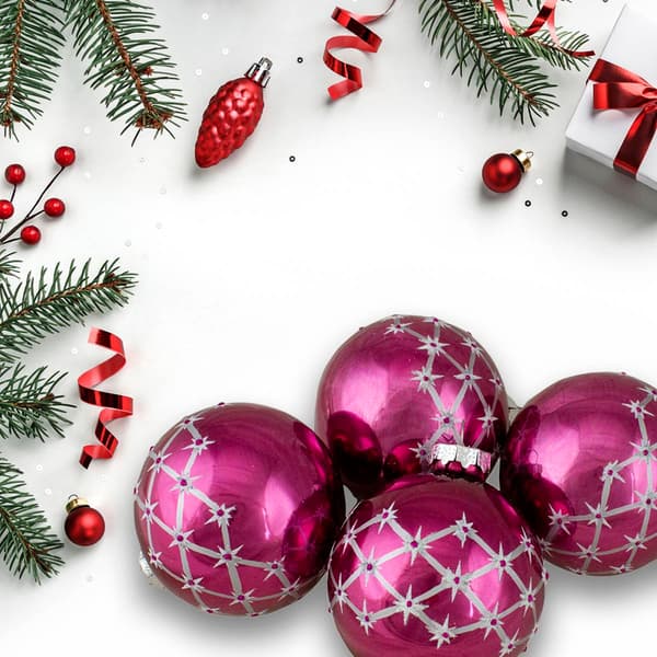 Northlight Seasonal 80mm Pink Christmas Ball Ornaments - Set of 4