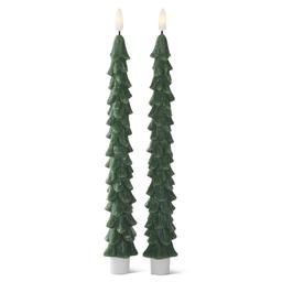 K&K Interiors Wax LED Christmas Tree Taper Candle w/ Timer