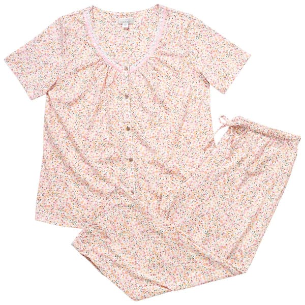 Womens Celestial Dreams Floral Button Front Capri Pajama Set - image 