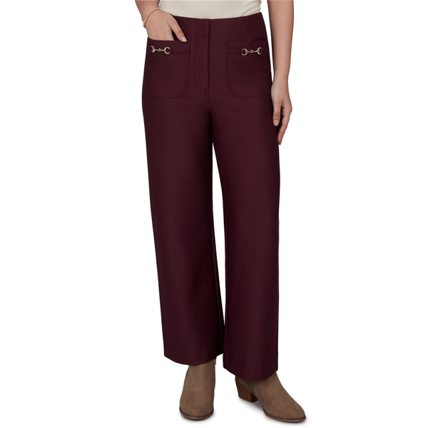 Petite Ruby Rd. English Countryside Solid Pique Knit Pants - image 