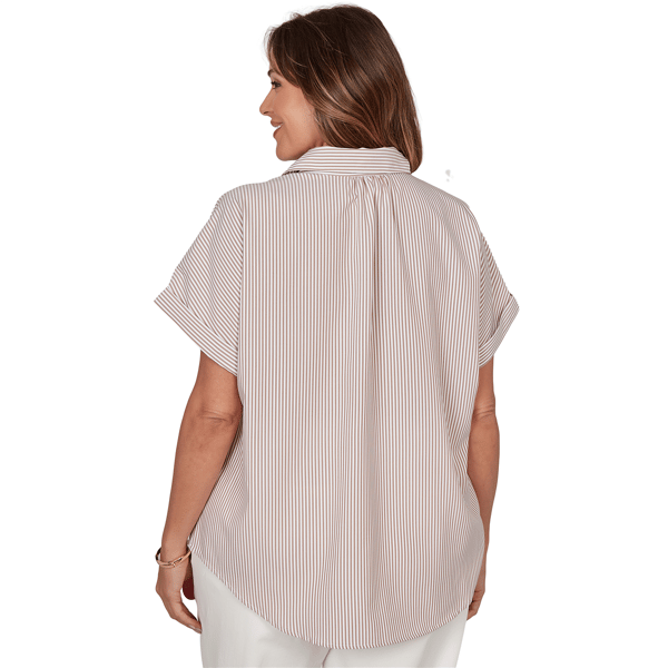 Plus Size Hearts of Palm Cool & Collected Stripe Woven Blouse