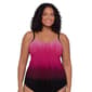 Plus Size TrimShaper Rose Ombre Hanky Hem Tankini Swim Top - image 1