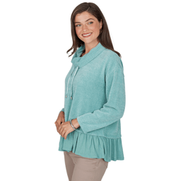 Womens Ruby Rd. Mythical Long Sleeve Drawstring Neck Sweater