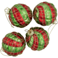 Northlight 4ct. Glitter Lattice Striped Christmas Ball Ornaments - image 4