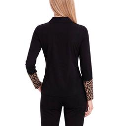Womens NY Collection Long Sleeve Leopard Button Front Blouse
