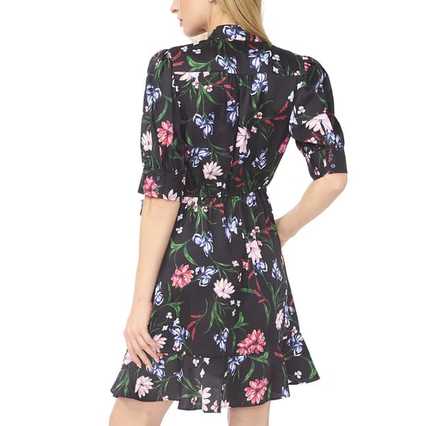 Womens Cece Elbow Sleeve V Neck Floral Wrap Dress
