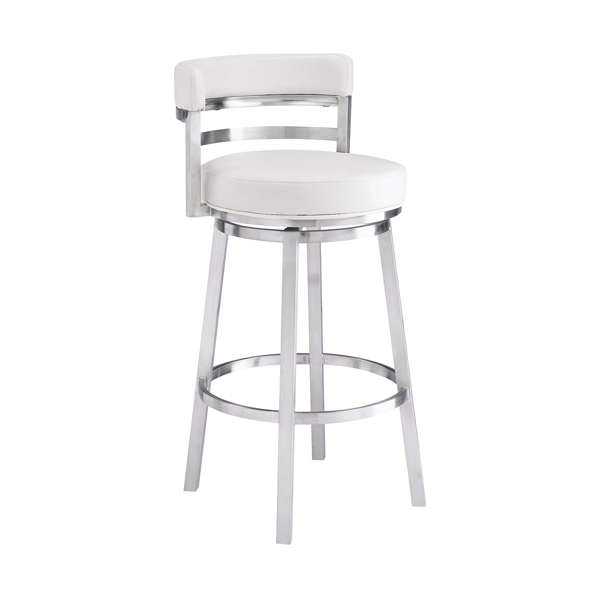 Armen Living Madrid Bar Height Swivel Stainless Steel Barstool - image 