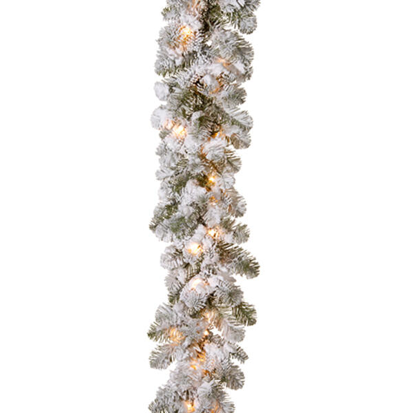 National Tree 9ft. Snowy Camden Garland with Clear Lights - image 