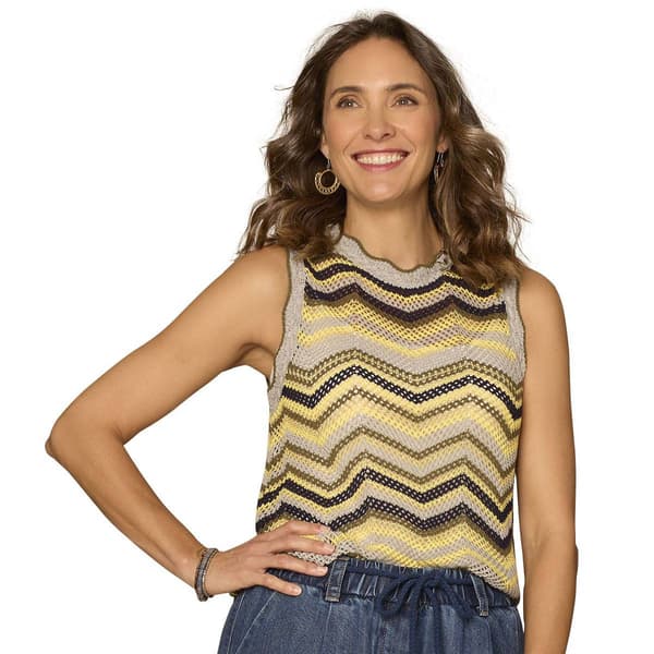 Womens Democracy Round Neck Chevron Sweater Tank - image 