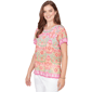 Womens Ruby Rd. Hothouse Florals Short Sleeve Damask Tee - image 3