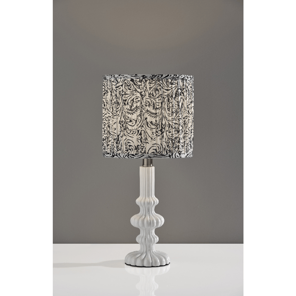 Adesso Ambrose Table Lamp with Pleated Navy/White Fabric Shade