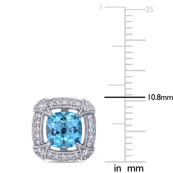 Sophia B 10kt. White Gold Diamond & Blue Topaz Stud Earrings