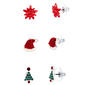 Santa Hat/Christmas Tree/Flower Charm Earring Set - image 1