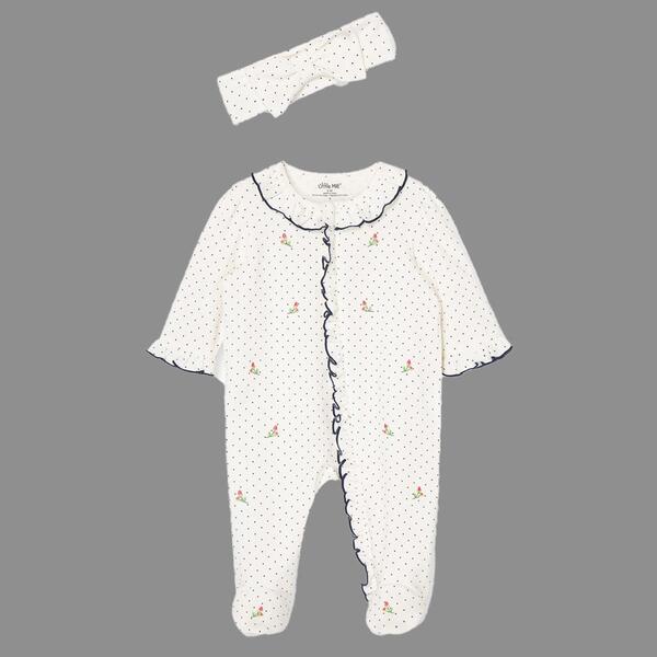 Baby Girl &#40;NB-9M&#41; Little Me&#40;R&#41; Rosebud Footed Sleeper w/Headband - image 