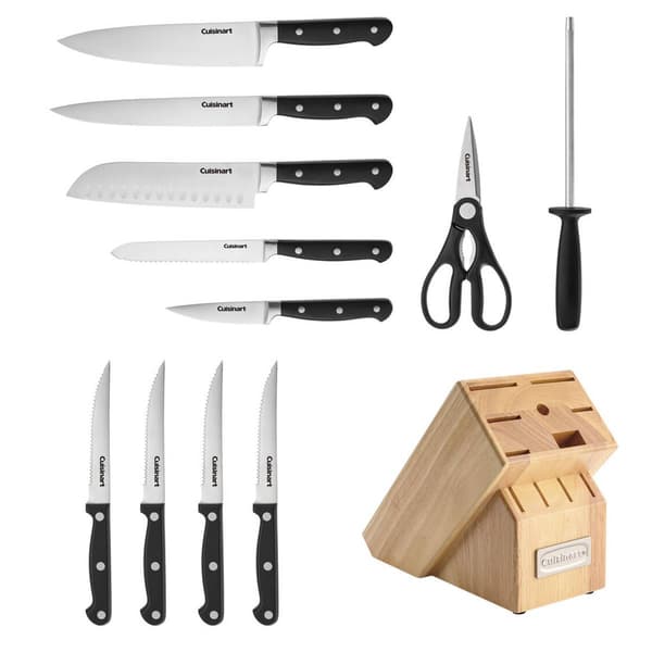 Cuisanart® 12pc. Triple Rivet Black Cutlery Block Set
