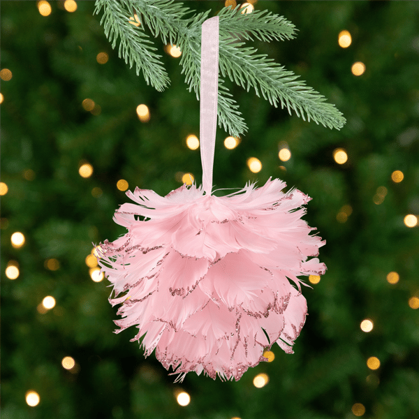 Northlight 6in. Pink Glittered Feathers Christmas Ball Ornament