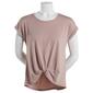 Juniors Pink Rose Highline Jersey Knit Twist Front Tee - image 1