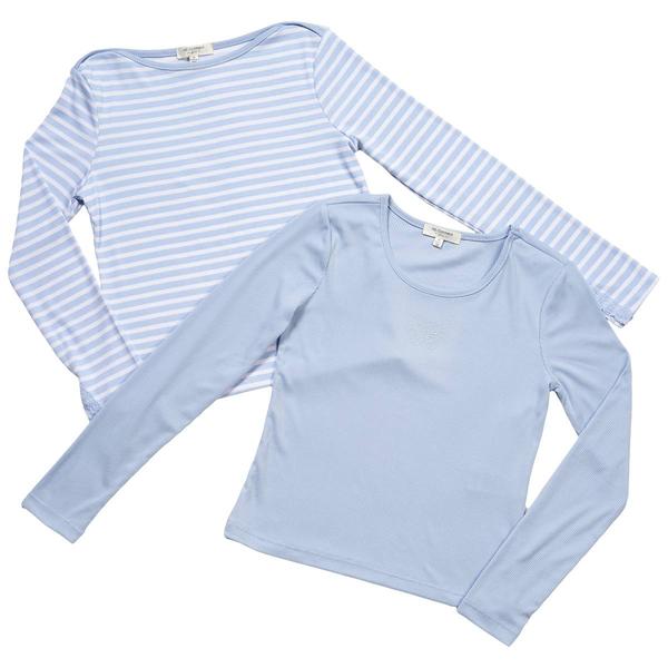 Girls (7-16) No Comment 2pk. Butterfly & Stripe Long Sleeve Tees