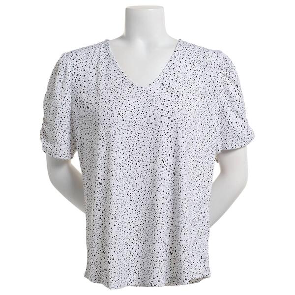 Womens Adrianna Papell Short Sleeve Scattered Dot Blouse - image 