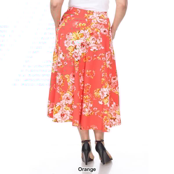 Plus Size White Mark Tasmin Spring Floral Flare Midi Skirt