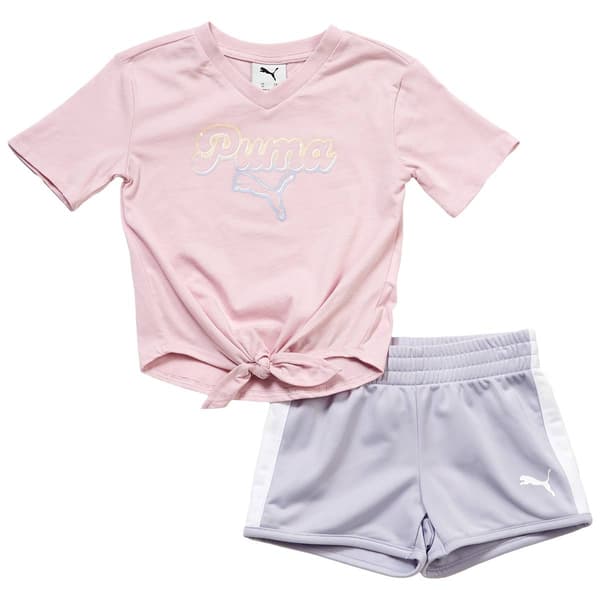 Toddler Girl Puma(R) Short Sleeve Tee & Mesh Shorts Set - image 