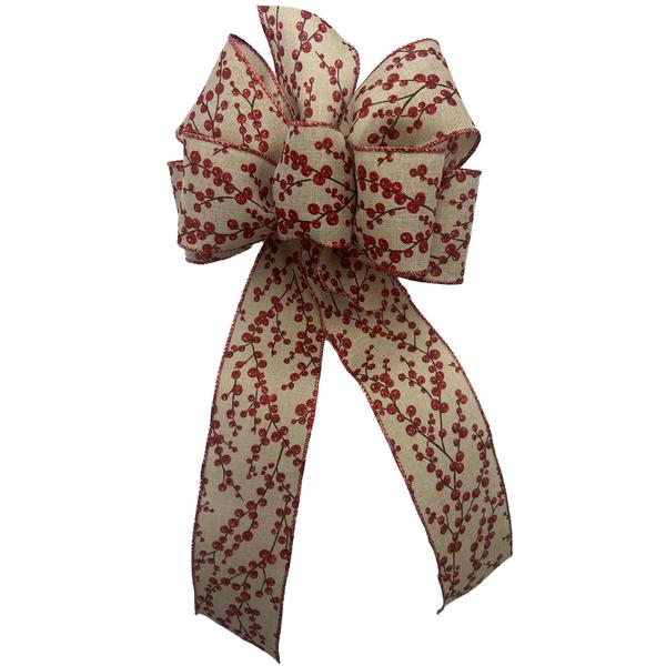 Burlap Bow w/ Glitter Berries - image 