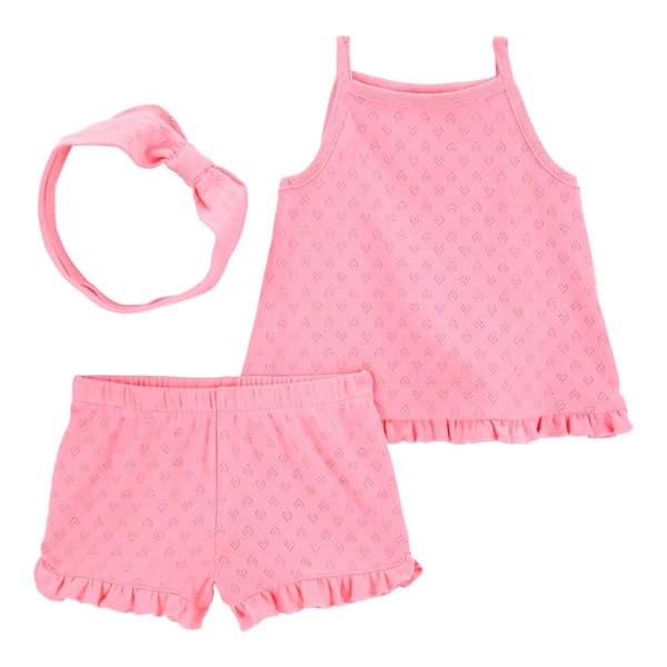Baby Girl &#40;3-24M&#41; Carter''s&#40;R&#41; 3pc. Heart Pointelle Tank & Short Set