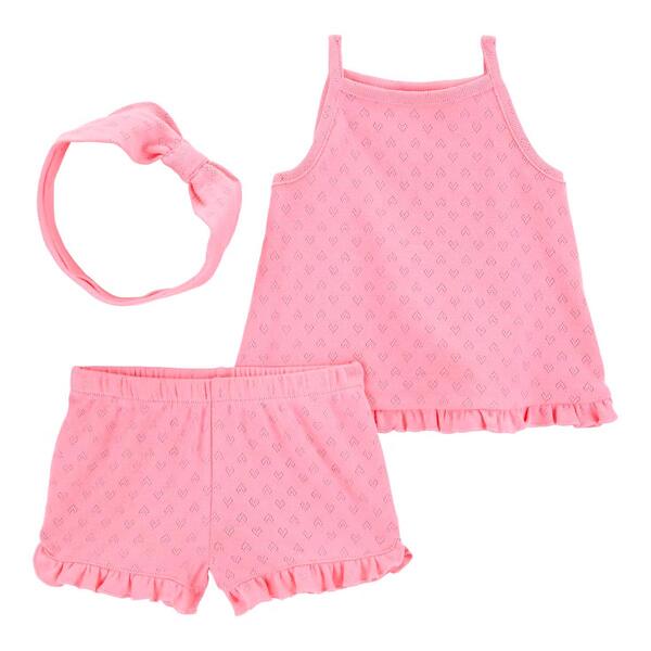 Baby Girl &#40;3-24M&#41; Carter''s&#40;R&#41; 3pc. Heart Pointelle Tank & Short Set - image 