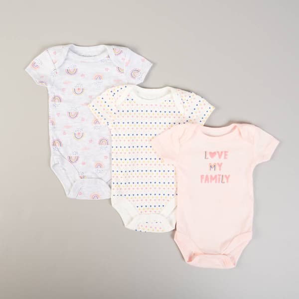 Baby Girl &#40;NB-9M&#41; Baby Views 3pk. Rainbow Love Bodysuits - image 