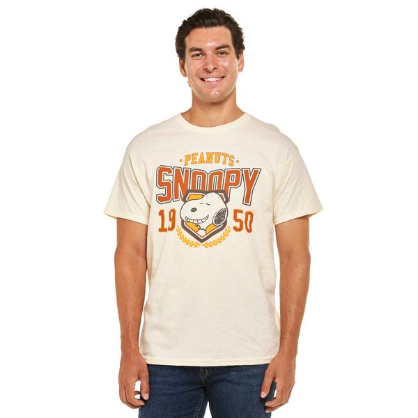 Young Mens Snoopy University Graphic Short Sleeve Tee - Off White - image 