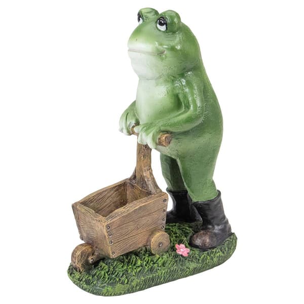 Northlight Seasonal Frog Pushing Wheelbarrow Garden Statue