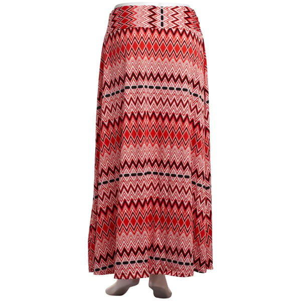 Plus Size NY Collection Pull On Side Tie Chevron Maxi Skirt