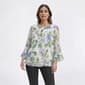 Petite Kasper Long Ruffle Sleeve Floral Clip Dot Blouse - image 1