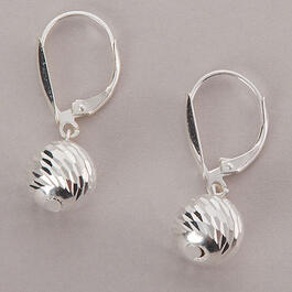 Sterling Silver 10mm Diamond Cut Beaded Drop Earrings