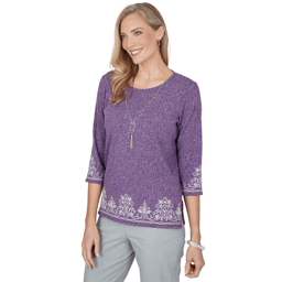Womens Alfred Dunner Vail 3/4 Sleeve Soutache Border Sweater