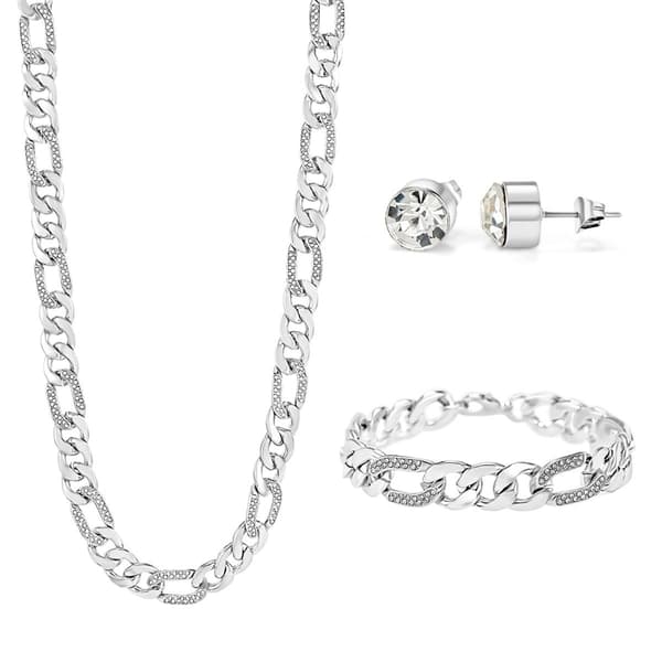 Mens American Exchange Figaro Chain/Bracelet/Earring Set