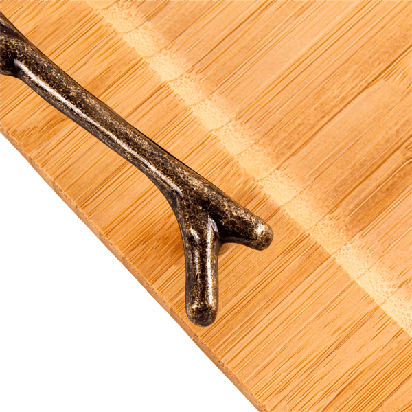 BergHOFF 15.5in. Bamboo Serving Tray with Wrought Iron Handles