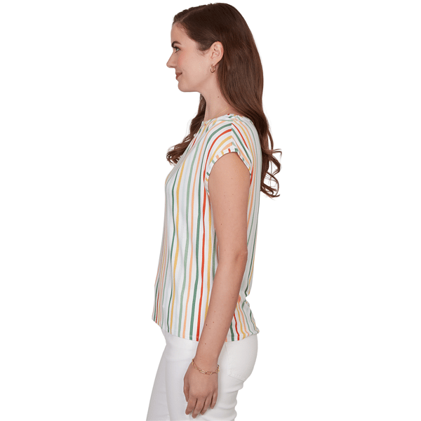 Petite Emaline Key Items Cap Sleeve Stripe Tee