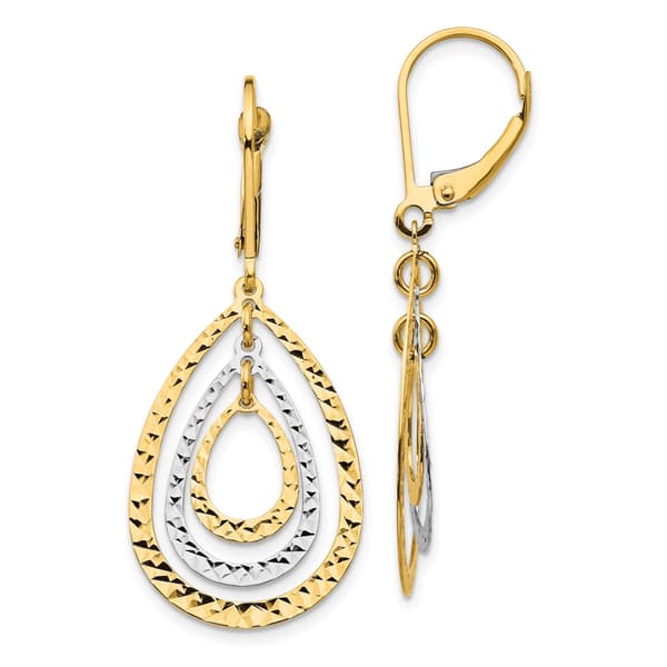 Gold Classics(tm) 14kt. Two-Tone Diamond Cut Earrings - image 